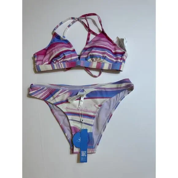 CUPSHE‎ Bikini Set for Women Two Piece Swimsuits V Neck Sz S Bathing Suit - Picture 3 of 5